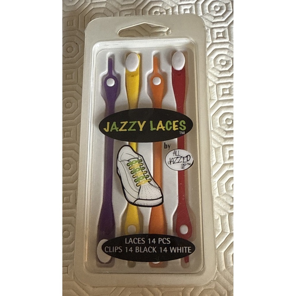 ALL JAZZED UP JAZZY LACES, 14 Multi-color LACES, 14 BLACK CLIPS & 14 WHITE CLIPS